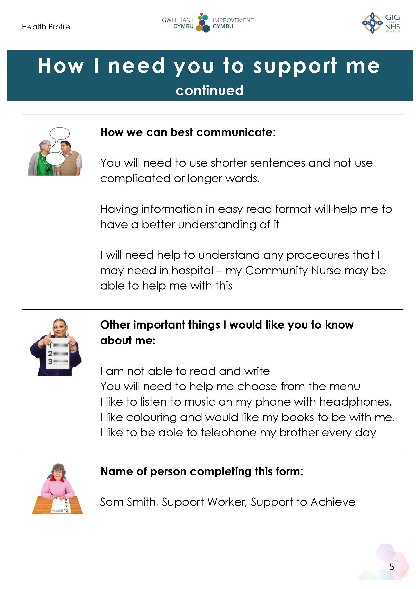 Health Profile Example - Paul Ridd Foundation